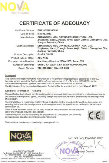 China Changzhou Yibu Drying Equipment Co., Ltd certificaten